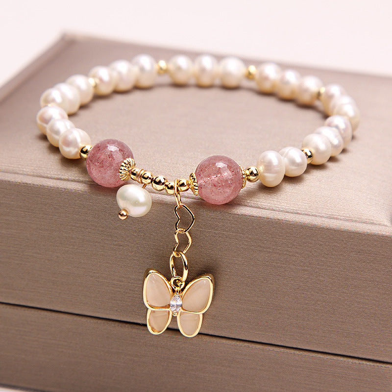Pearl Opal Butterfly Bracelet