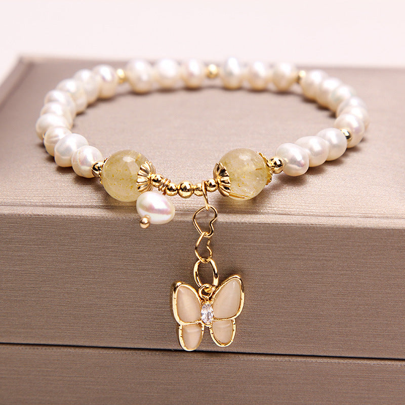 Pearl Opal Butterfly Bracelet