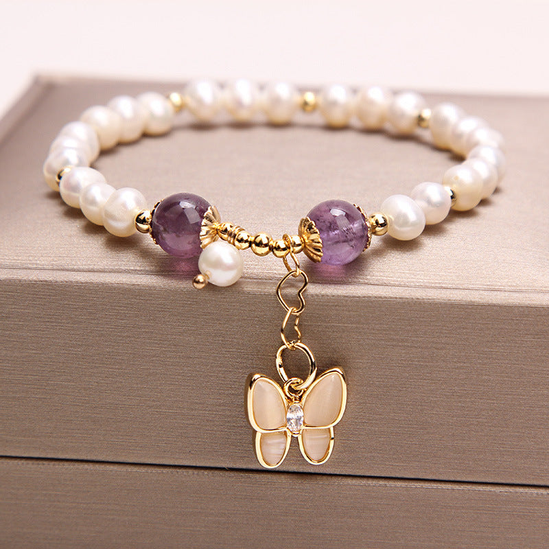 Pearl Opal Butterfly Bracelet