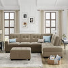 Furniture Amazon Brand - Solimo Ferbane 3 Seater Sofa (Fabric, Sand Brown)