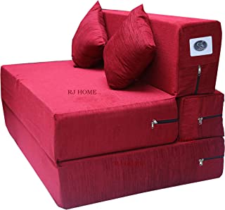 Furniture Dr Smith | 4x6, 2- Seater | Sofa Grey -Com Bed for Home-Jute Fabric with 2 Cushion |Zigzag Pattern|