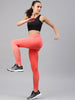 Women Coral Orange Solid Rapid Dry Seamless Yoga Tights