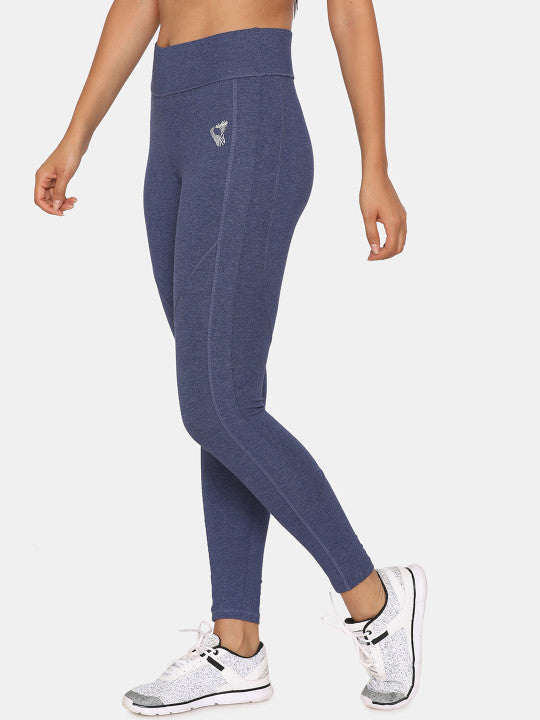 Women Blue Solid Yoga Tights